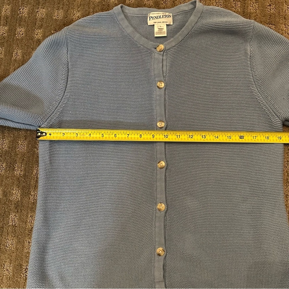 Pendleton Cardigan Coastal Nautical Icy Blue Knit Cottagecore Pastel Size L READ - Picture 7 of 10